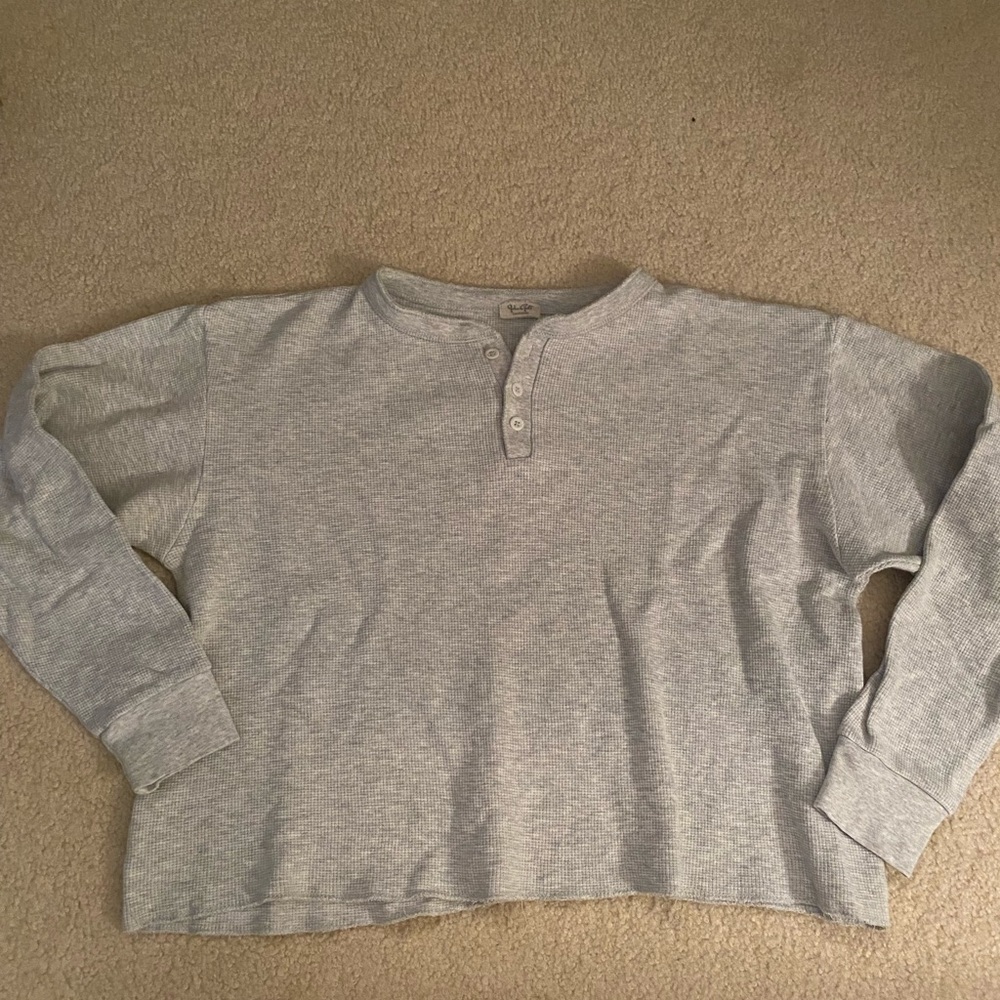 John galt brandy Melville grey long sleeve, quarter button,cropped